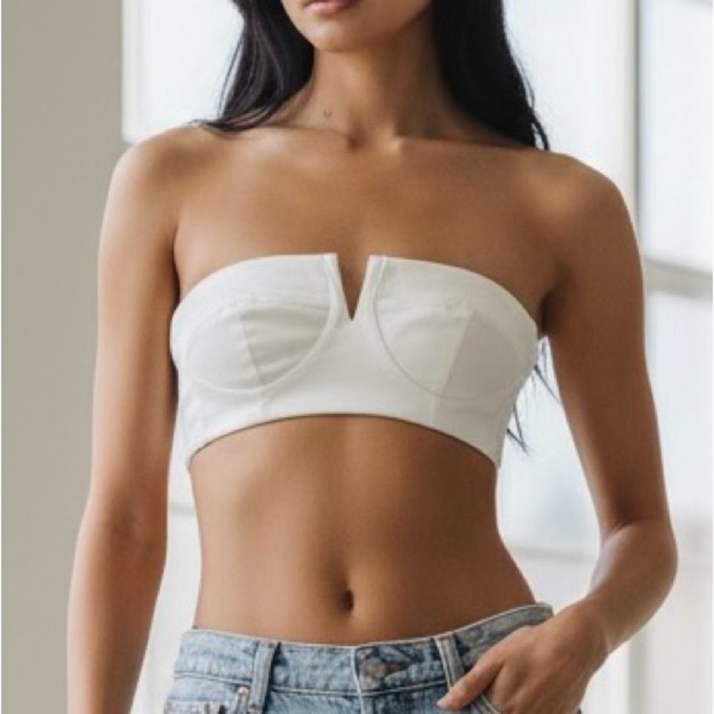 RtA‎ Noa Crop Top Boned bodice White women’s size 8 large Japanese fabric